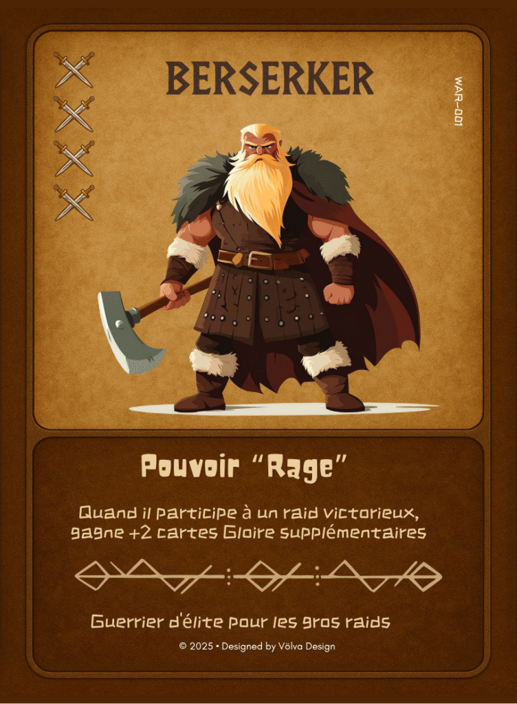 Illustration du Berserker, un guerrier viking puissant du jeu de cartes Valhalla’s Call