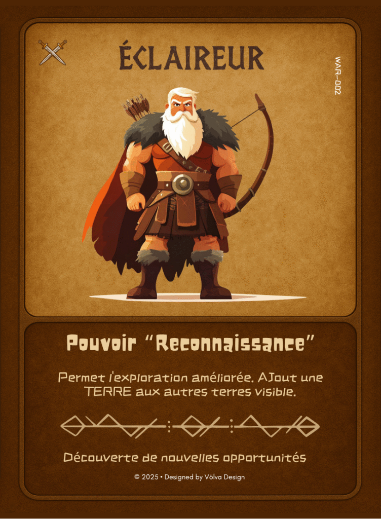 Illustration de l’Éclaireur, personnage viking furtif du jeu de cartes Valhalla’s Call