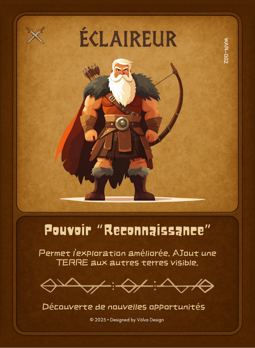Illustration de l’Éclaireur, personnage viking furtif du jeu de cartes Valhalla’s Call